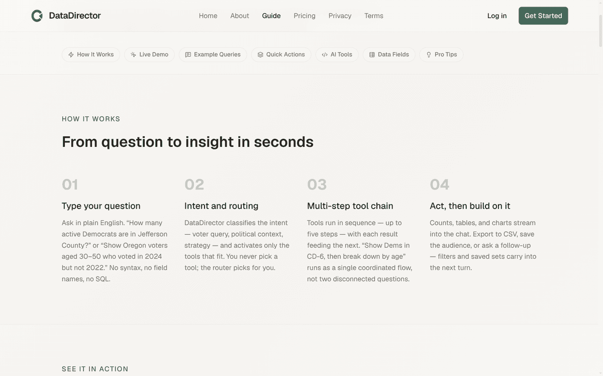 DataDirector landing page